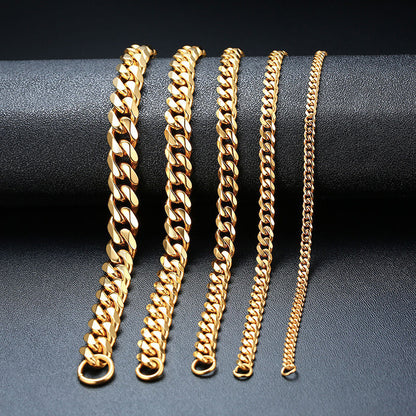 Cuban Chain Link Curb Necklace Men Women Punk Surgical Stainless Steel 2-15mm