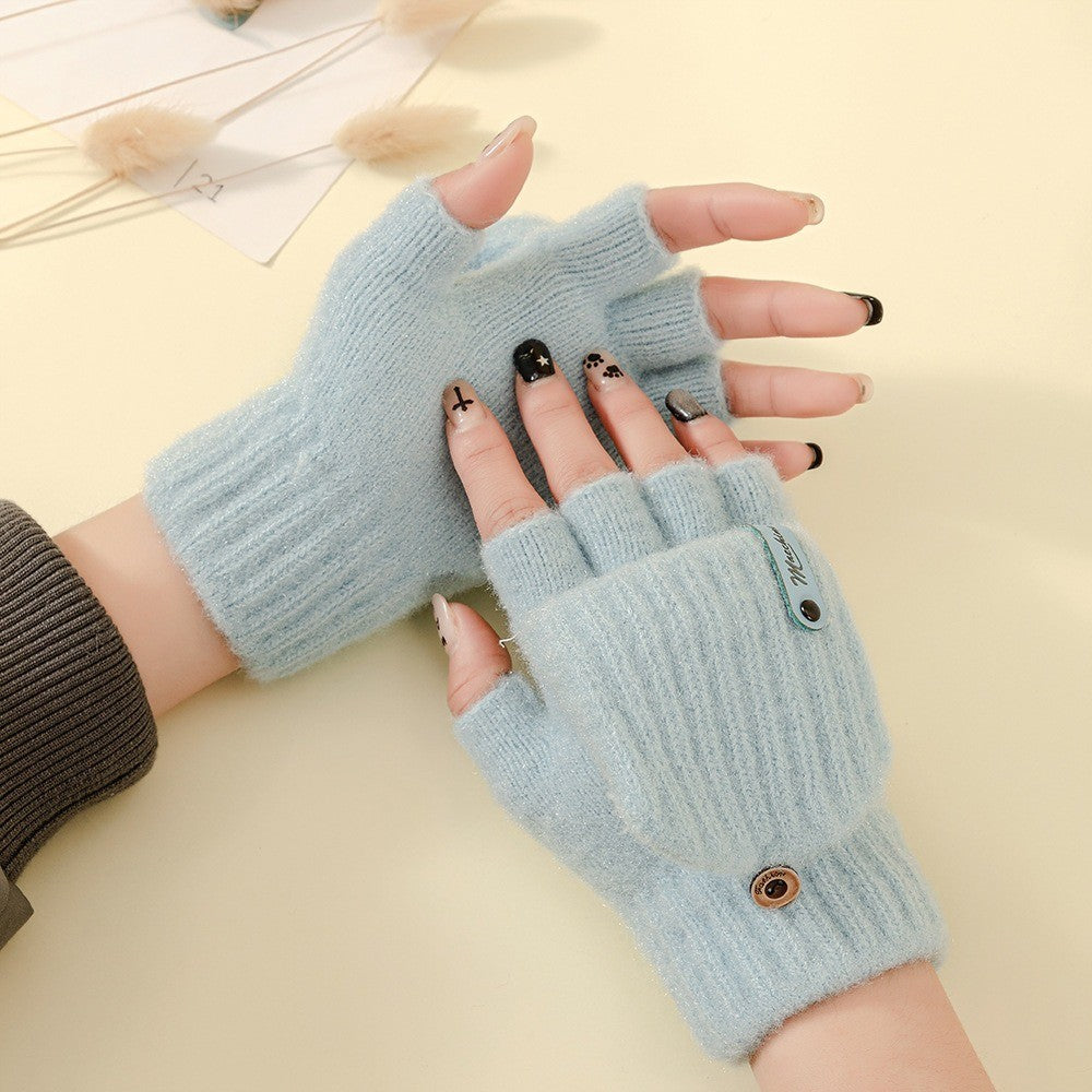 Thicken Plush Mittens Thermal Fingerless Gloves Half-finger Gloves  Winter
