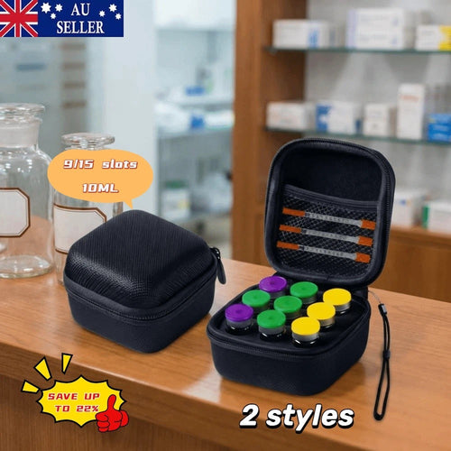 Insulin Vials Fridge Holder 9/15 Slots Peptide Fridge Storage Carrying Case 10ML