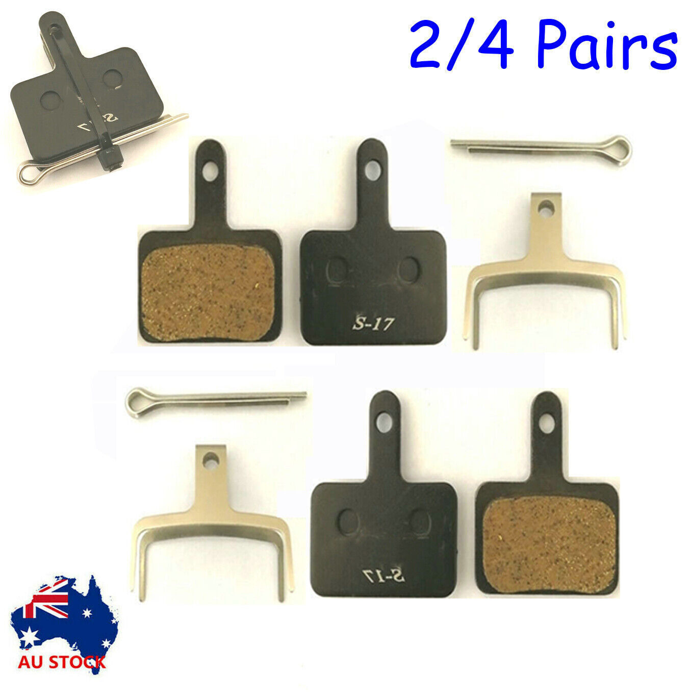 4 Pairs Bicycle Resin Disc Brake Pads For Shimano M375 M395 M446 Tektro Auriga