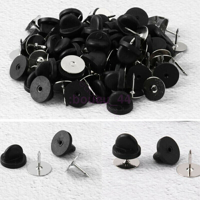 HOT 50xClutch Pins Tacks Blank Pins w/Locking Pin Backs for Lapel Tie Hat Badge