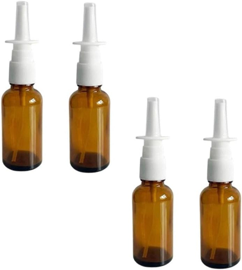 4Pcs 15Ml Amber Glass Nasal Spray Bottles with Fine Mist Nozzle – Refillable Emp