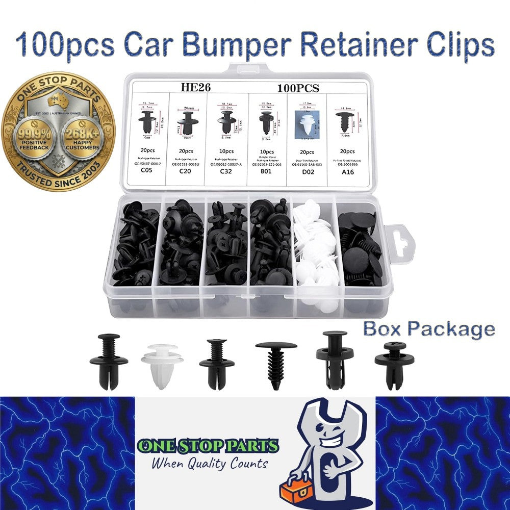100 x Car Fender Door Trim Panel Push Fasteners Rivet Clips Bumper Retainer Clip