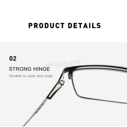 2PACK Men Square Metal Frame Spring Hinge Reading Glasses Eyeglasses +1.0 ~ 6.0