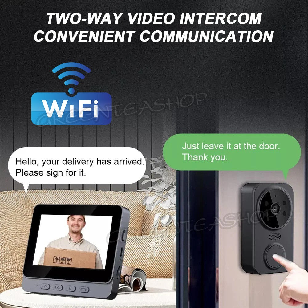 Wireless Video Door Bell WiFi Phone Intercom System with Monitor Doorbell Camera