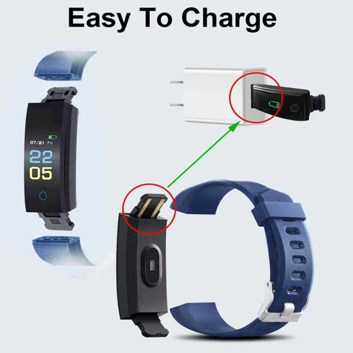 Bluetooth Fitness Tracker Smart Watch Heart Rate Monitor Step Counter Waterproof