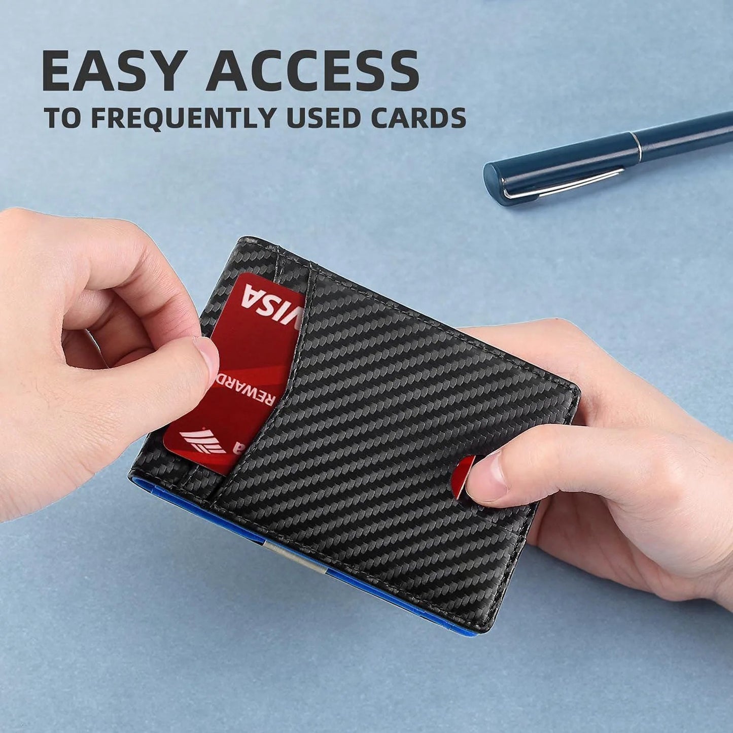 Wallet RFID Blocking Mens Slim Wallet with Money Clip Leather Wallet Anti-scan
