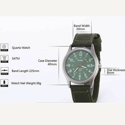Portable Stainless Steel Fashion Military Sport Men's Wrist Watch Quartz