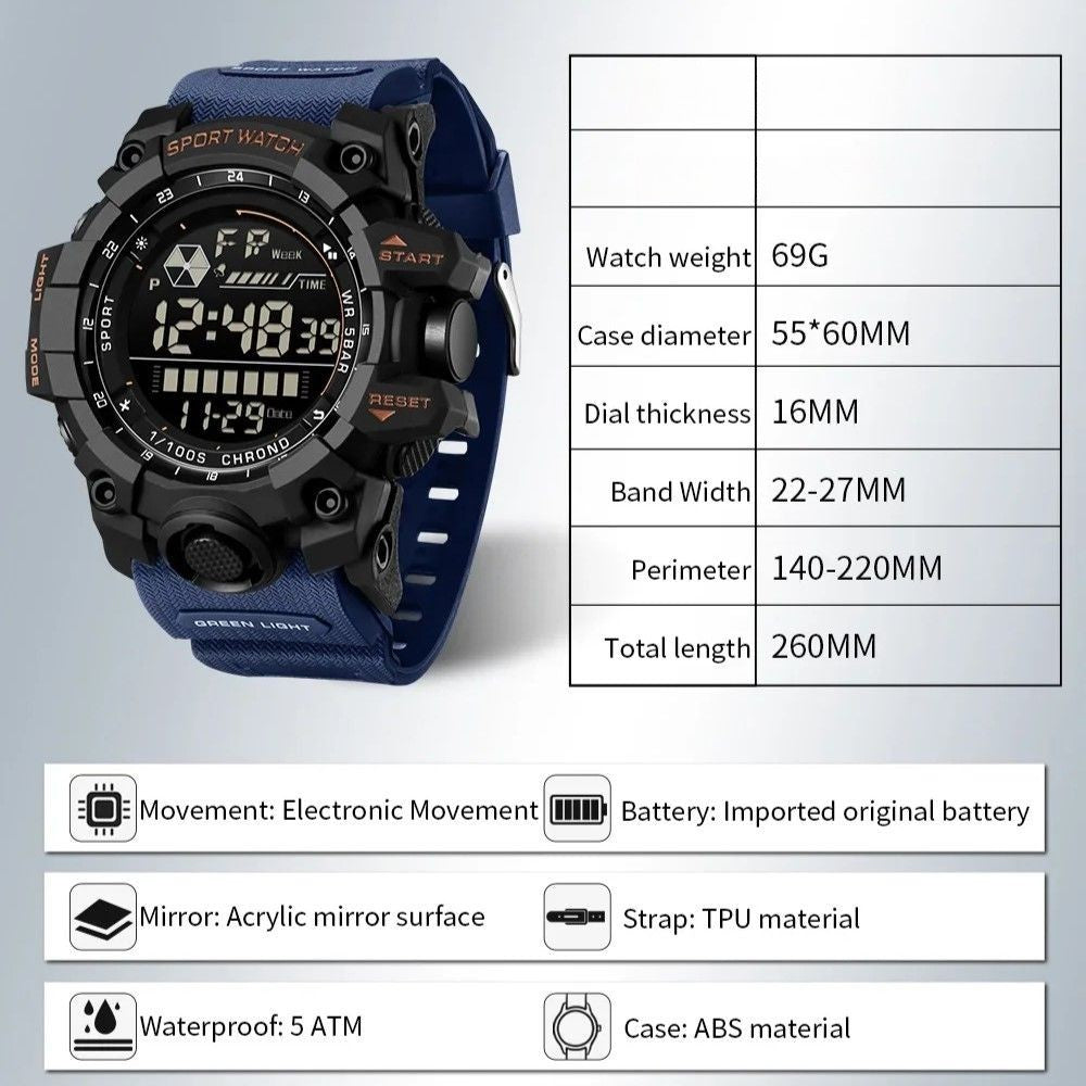Men's Waterproof Digital Quartz Sport Fashion Electronic Wrist Watch AUS