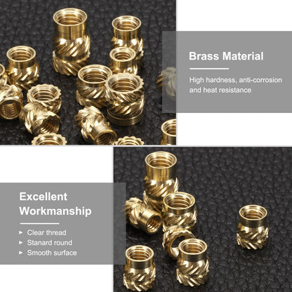 100Pack M4 Threaded Inserts Brass Heat Set Insert M4x6mm OD 6mm Knurled Nuts