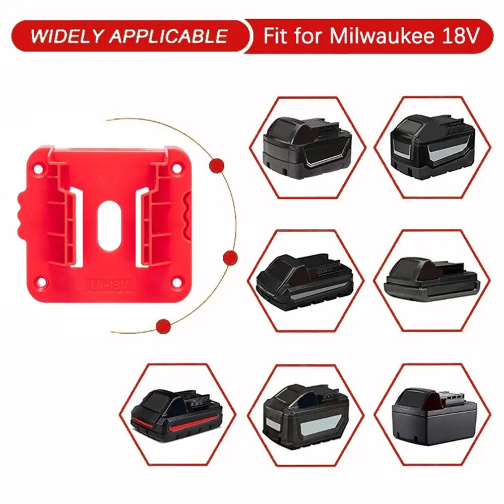 5/10x Battery Mounts Storage Holder Rack Compatible with Milwaukee M18 18V Tool Battery Red