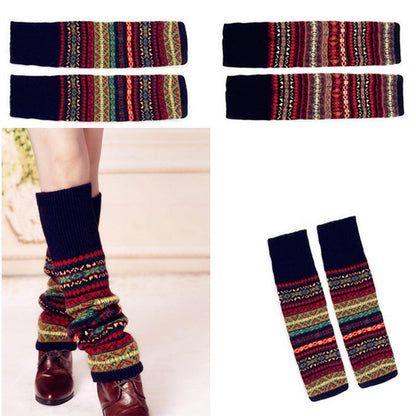 Women Ladies Winter Warm Knit Imitation Wool Leg Warmer Knee Knit Sock Leggings