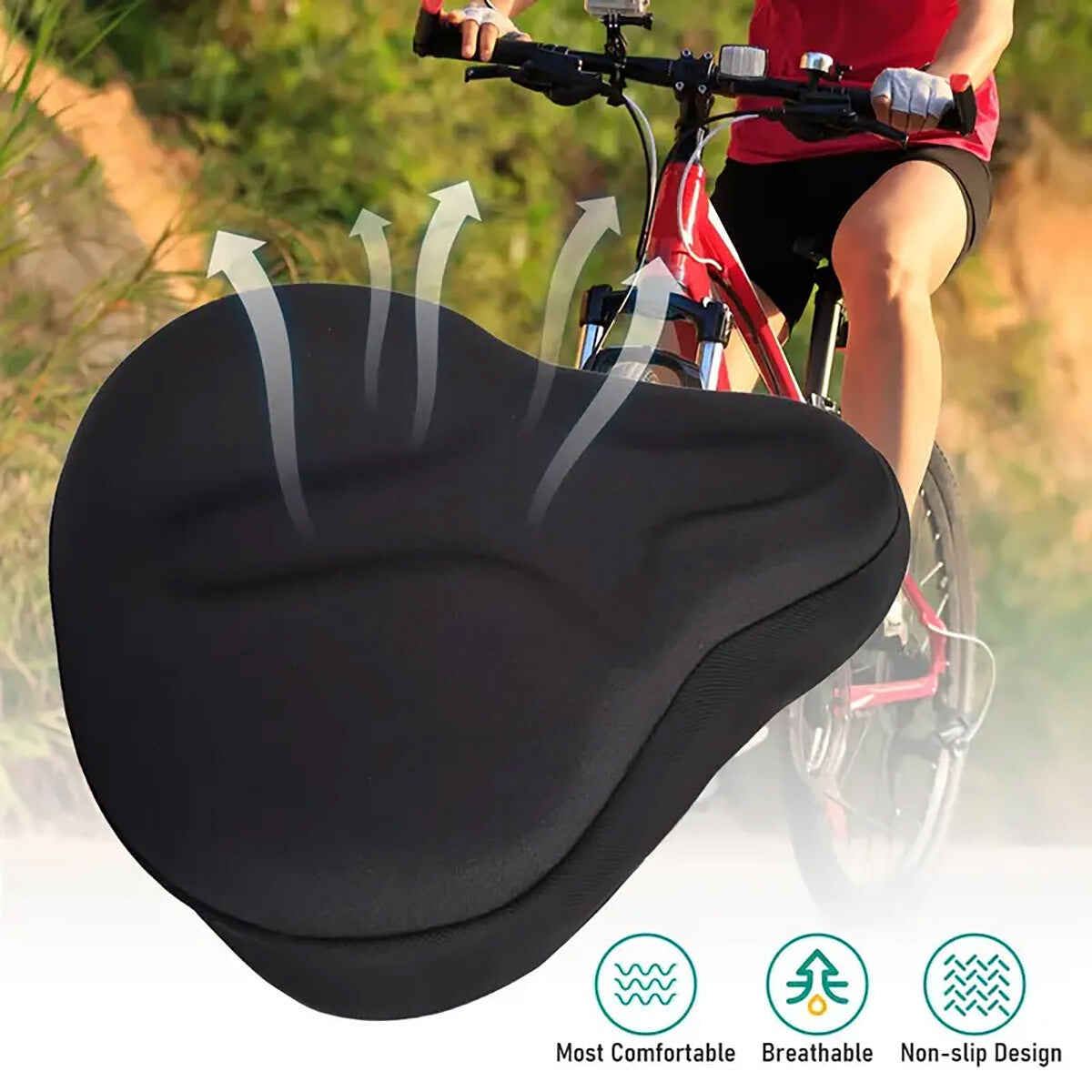 Soft Silicone Bicycle Seat Cover Thickened Comfortable Cushion Compatible with Mountain Bike