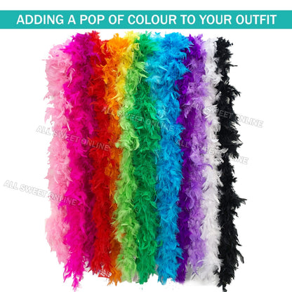 100% Genuine Feather Boa 2M Party Scarf Dress Up Costume Wedding Decor DIY Craft