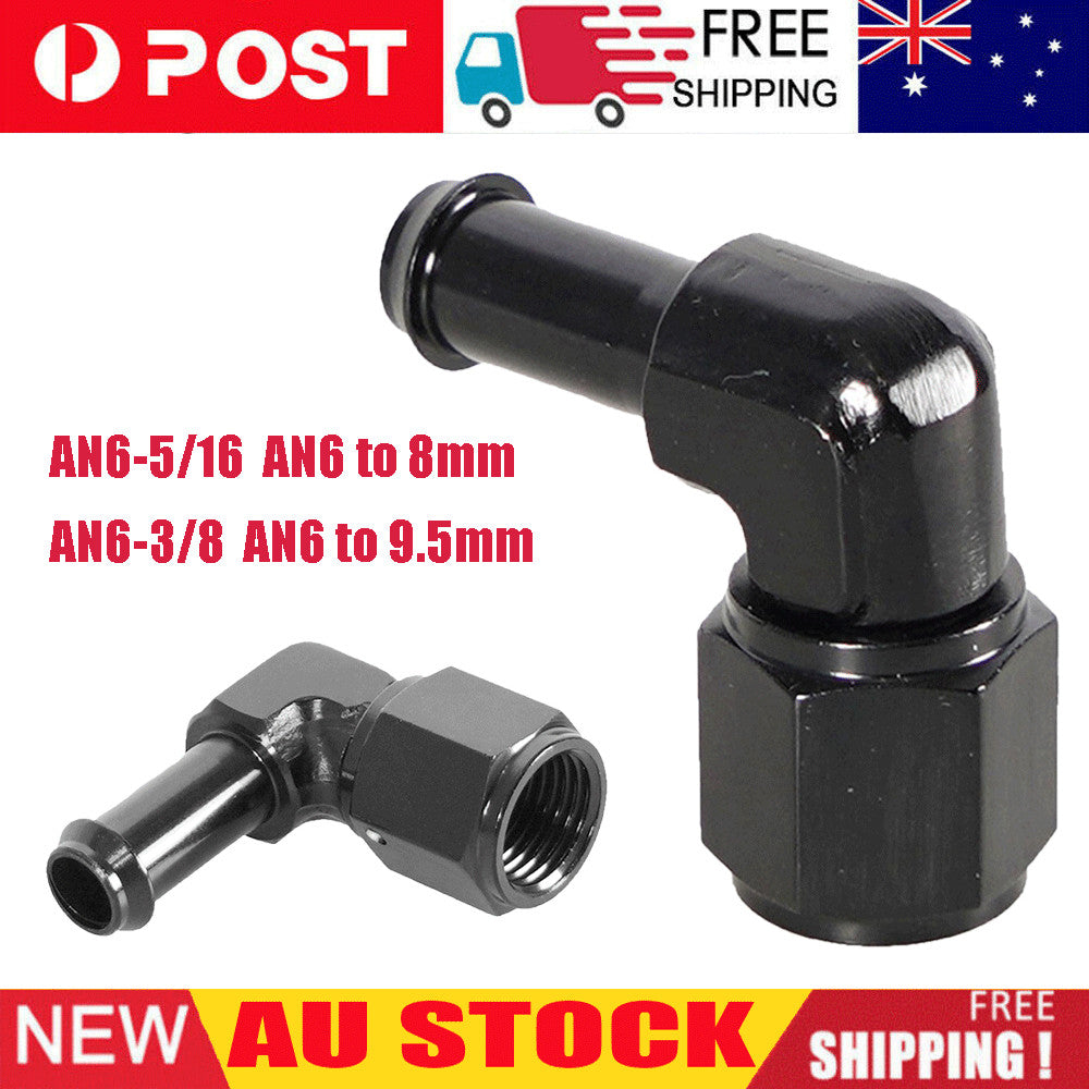 AN6-3/8 AN6-5/16 Barb Hose Fitting 90° Swivel Adapter AN6 Female to 8mm & 9.5mm