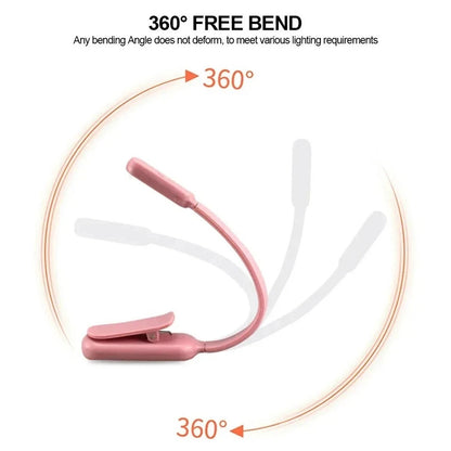 Mini Portable Clip-On Reading Lamp LED Night Light Book Light 3 Modes Brightness