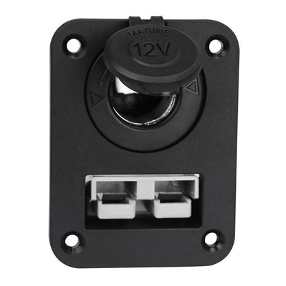 50A Amp Anderson Plug Flush Mount PANEL Bracket Grey + 12V Cigarette Socket