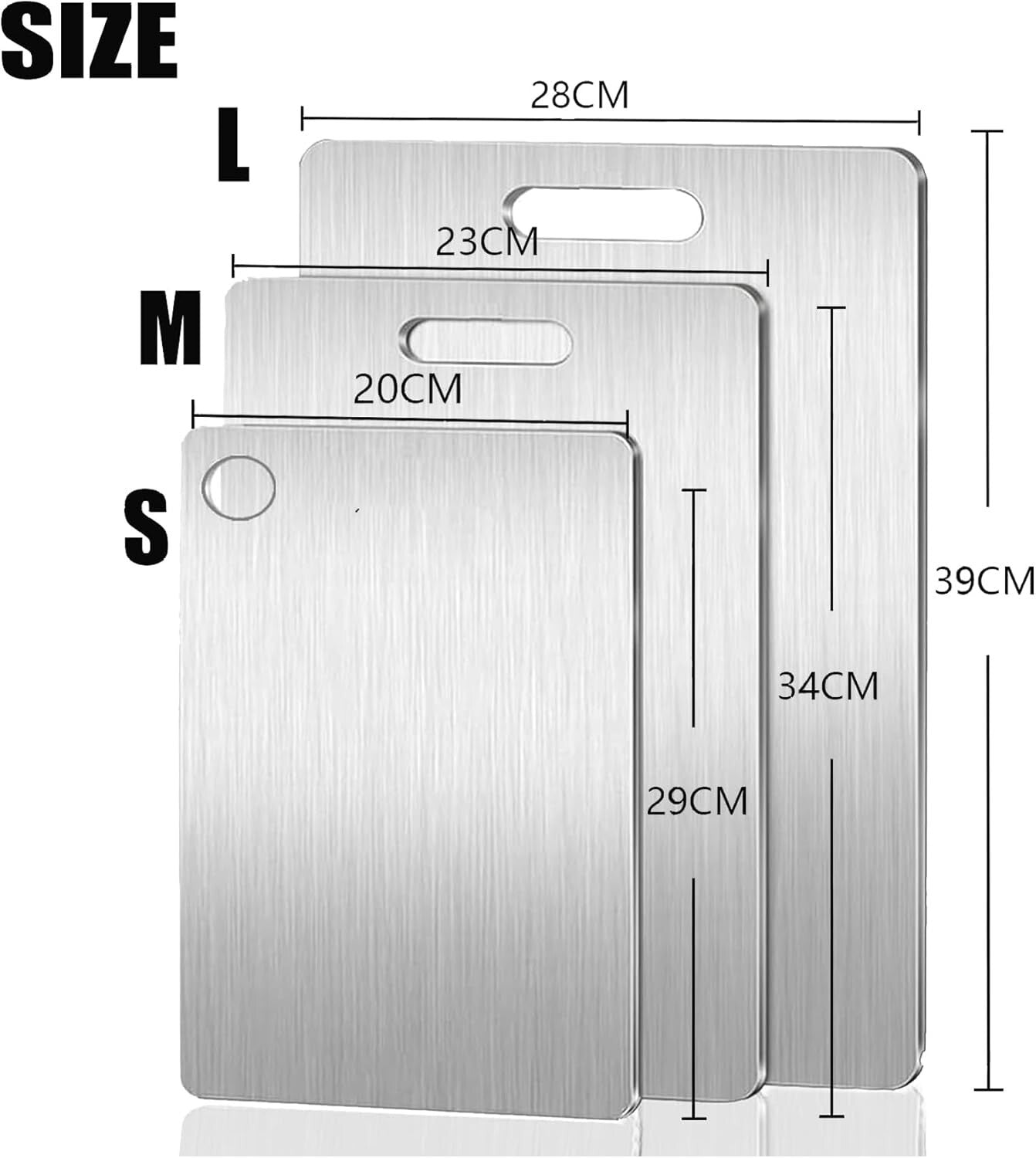 304 Stainless Steel Anti-Bacterial Cutting Chopping Boards 3pcs Altern Tatimium