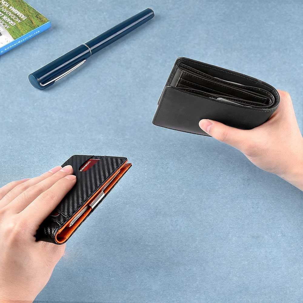 Wallet RFID Blocking Mens Slim Wallet with Money Clip Leather Wallet Anti-scan