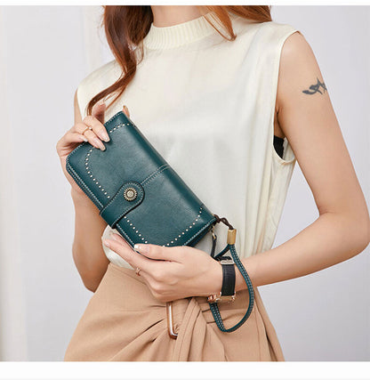 Women Leather Wallet Zipper Lady Long Card Holder Coin Case Handbag Clutch Purse