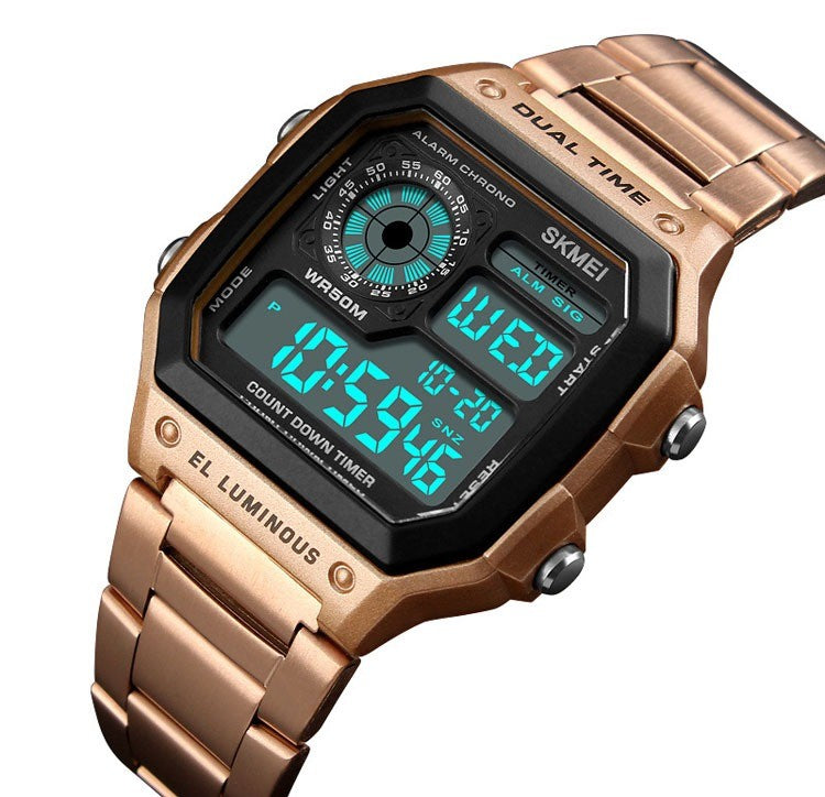 Men Digital LED Watch Date Waterproof Stainless Steel Military Sport Wrist Watch