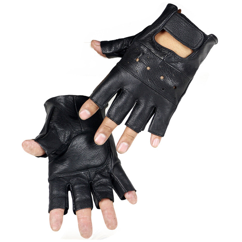 Tactical Leather Half Finger Gloves Army Military Driving Fitness Fingerless