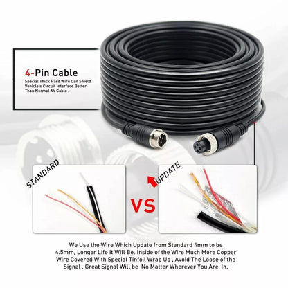 4 Pin Video Extension Cable Wire For Bus Truck Reversing Rear Camera 5 10 15 20m