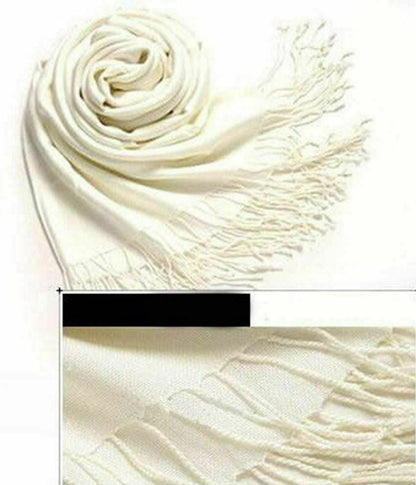 Women Solid Color Cashmere Scarves With Tassel Pashmina Shawl Long Winter Scarf