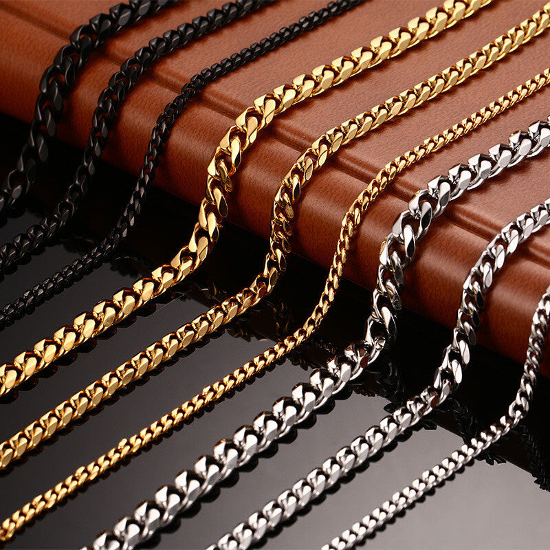 Cuban Chain Link Curb Necklace Men Women Punk Surgical Stainless Steel 2-15mm