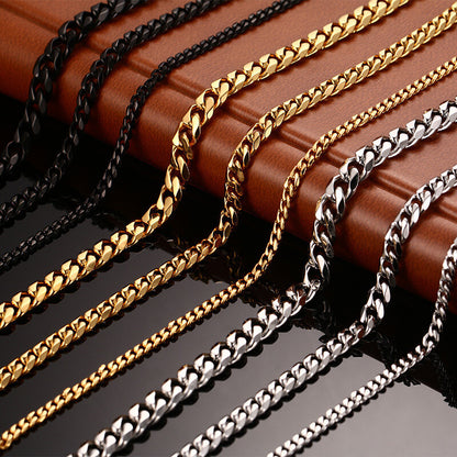 Cuban Chain Link Curb Necklace Men Women Punk Surgical Stainless Steel 2-15mm