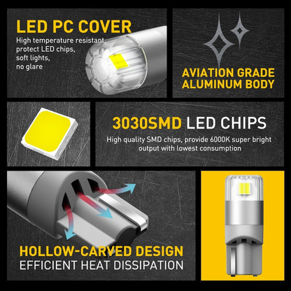 2X Auxito Super Bright W5W 175 2825 168 194 T10 LED Parking Light Bulb T10 White
