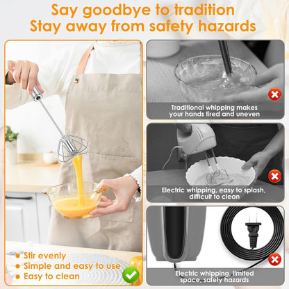 Stainless Steel Semi-Automatic Whisk Hand Push Rotary Whisk Blender Stirrer Tool