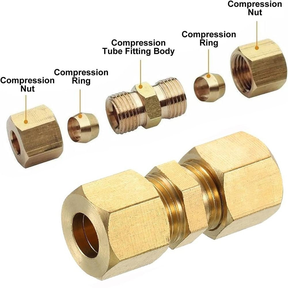 4 5 6 8 10 12 16mm Compression Union Brass Pipe Fitting  Gas System