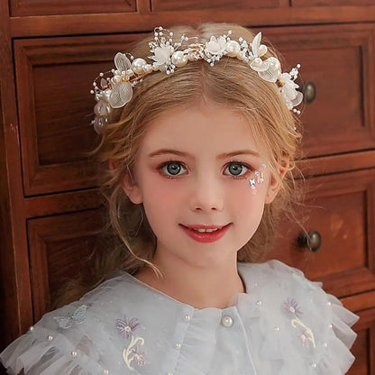 Imitated Pearl Kids Flower Crown Head Hoop  Girls Adult Hair accessories
