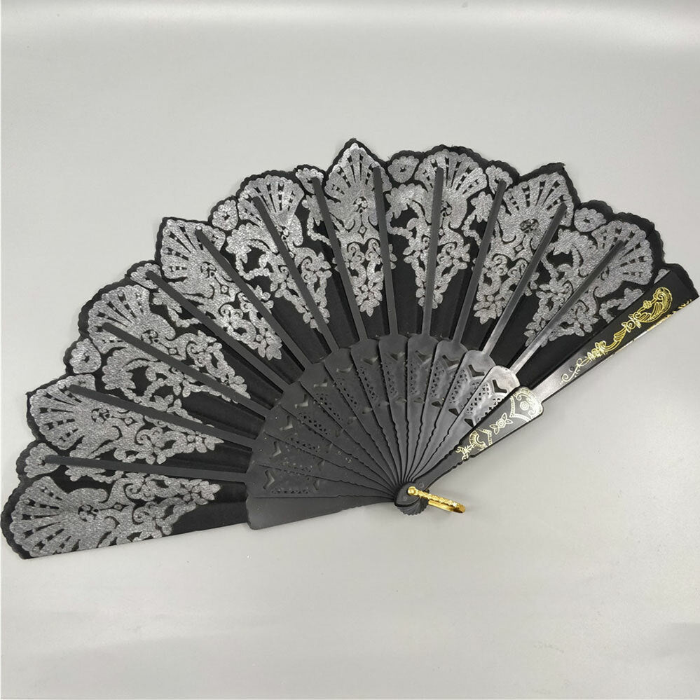 Lace Folding Fan Dance Party Spanish Style Wedding Silk Hand Held Nice Flower