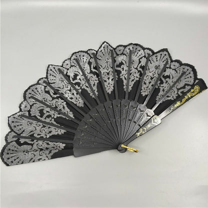 Lace Folding Fan Dance Party Spanish Style Wedding Silk Hand Held Nice Flower