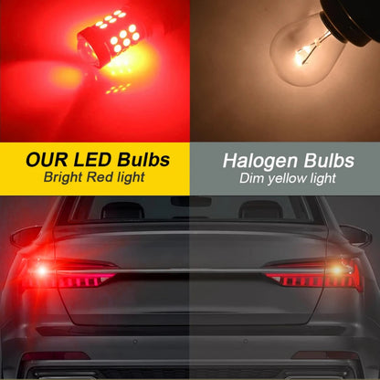 2X 1157 BAY15D LED RED BRAKE TAIL LIGHT BULBS GLOBES BRIGHT ERROR FREE NEW