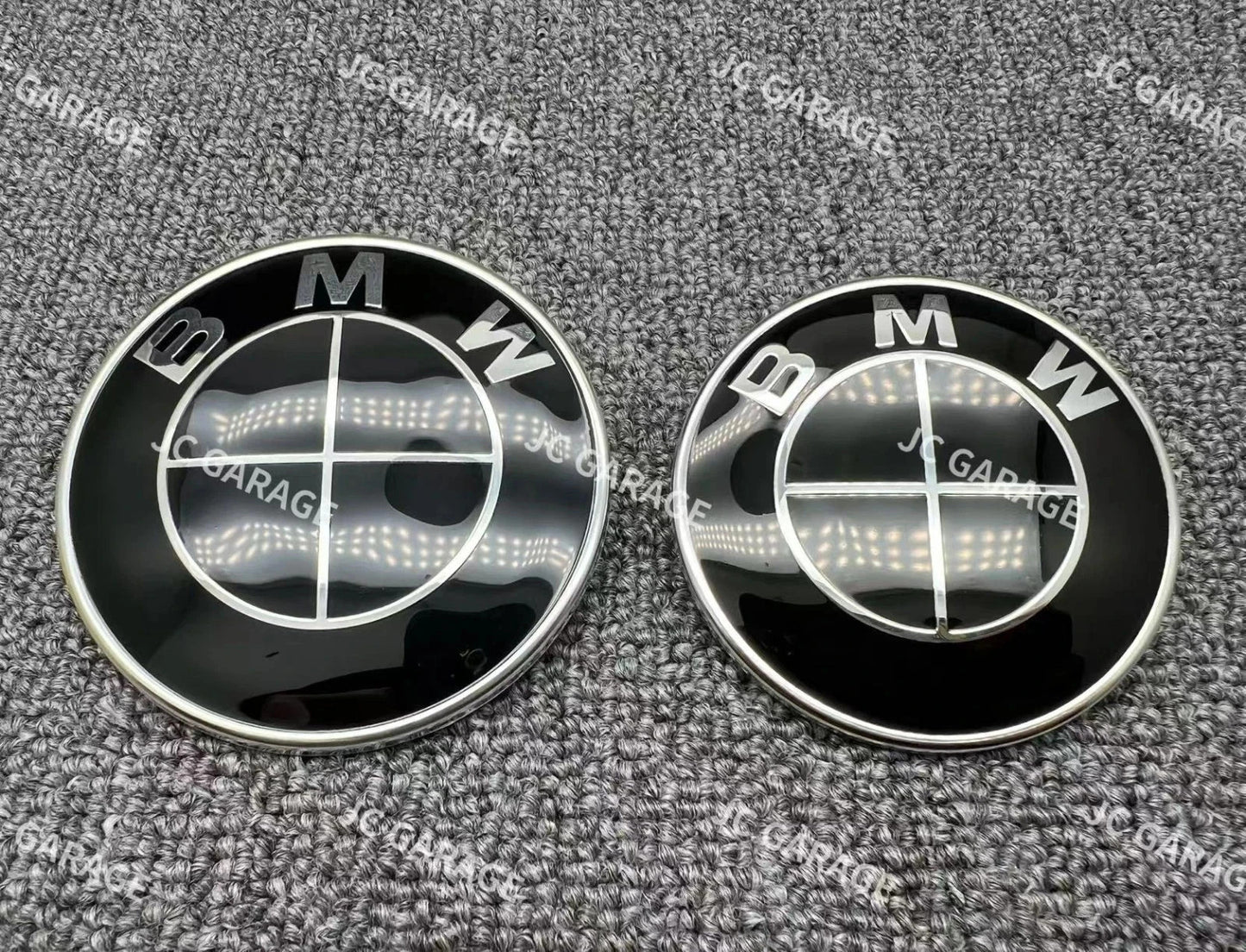 Genuine Style All Black 82mm Front 74mm Rear Emblem Badge With 2pcs Grommets