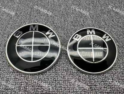 Genuine Style All Black 82mm Front 74mm Rear Emblem Badge With 2pcs Grommets