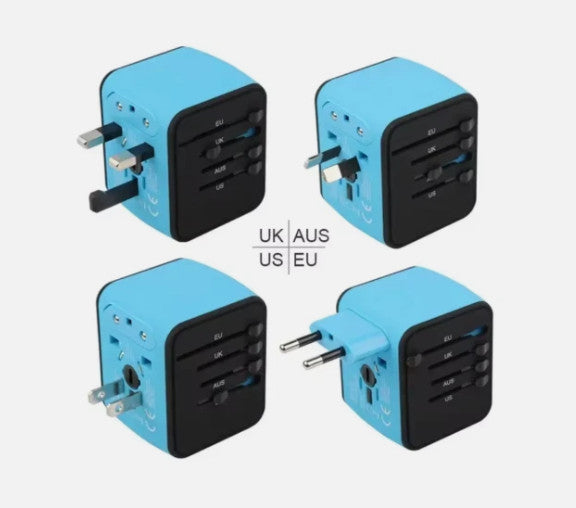 Travel Adapter Universal Power Plug UK EU AU US Sockets International 3USB Type-