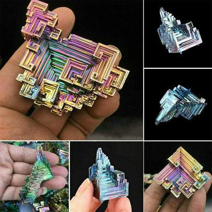 2X Rainbow Titanium Specimen Mineral Bismuth Crystal Quartz Gemstone Decor Gifts