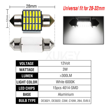 X2 12V 31MM SMD LED FESTOON BRIGHT WHITE LIGHT BULBS INTERIOR ROOF TRUNK LAMP