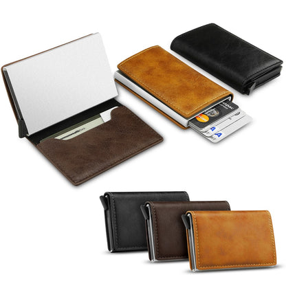 Men's RFID Blocking Leather Wallet Slim Credit Card ID Holder Carbon Fiber Purse