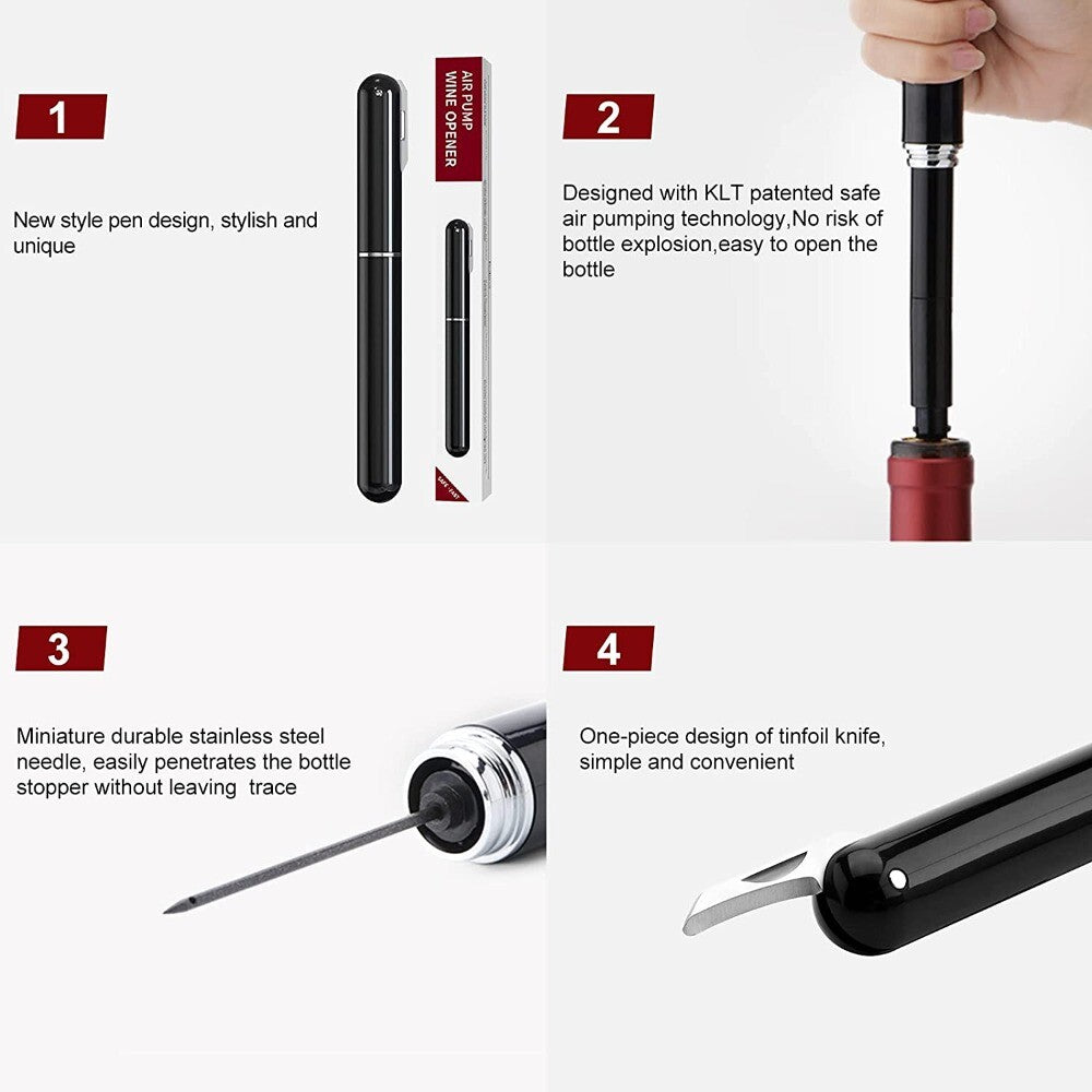 Air Pressure Pump Wine Bottle Opener Portable Steel Easy Cork Remover Corkscrew