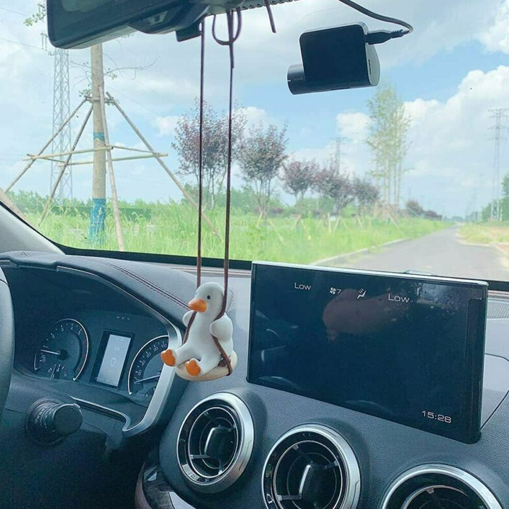 Cute Swing Duck Car Pendant Car Mirror Swinging Duck Car Hanging Ornament AU