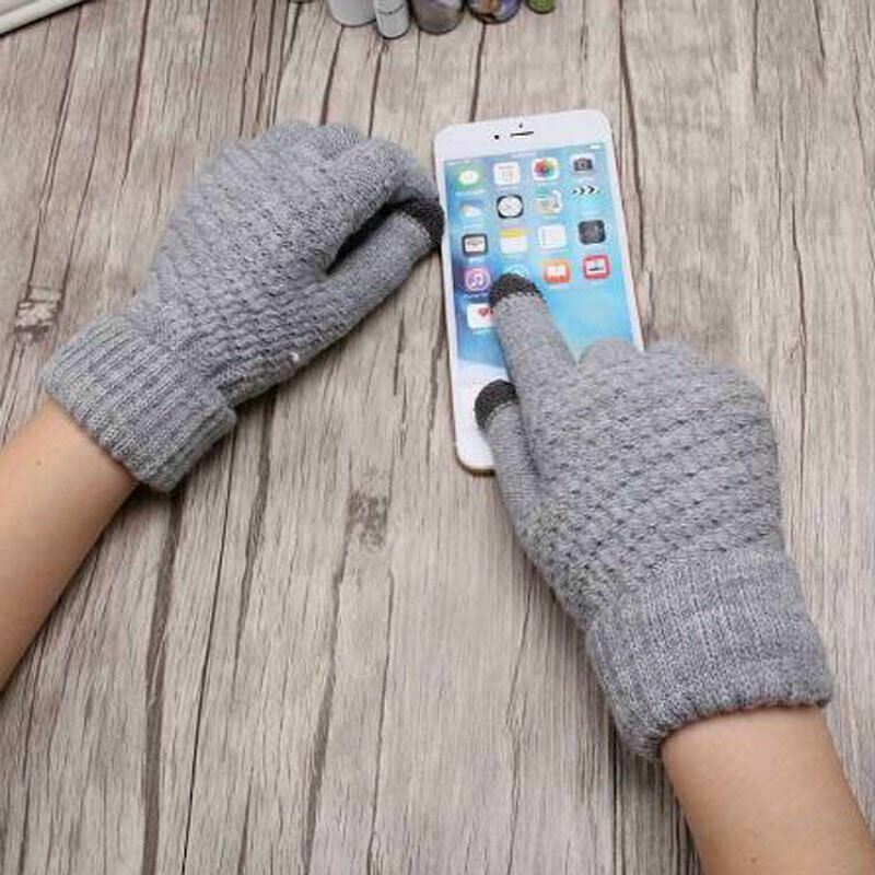 Knitted Winter Gloves Cashmere Knitted Women Autumn Warm Touch Screen Gloves