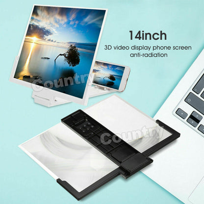 14'' Folding Mobile Phone Screen Magnifier 3D HD Amplifier Stand Bracket Enlarge