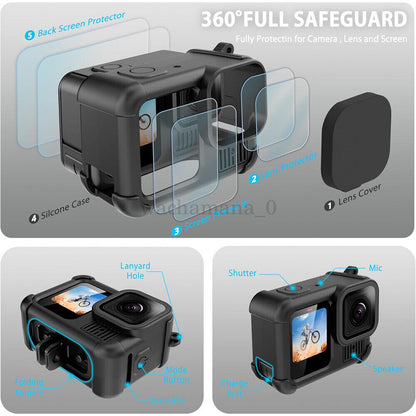 Black Silicone Sleeve Protective Case Cover Compatible with GoPro Hero 13 Accessories