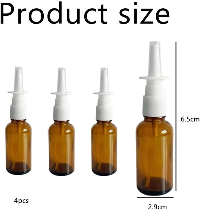4Pcs 15Ml Amber Glass Nasal Spray Bottles with Fine Mist Nozzle – Refillable Emp