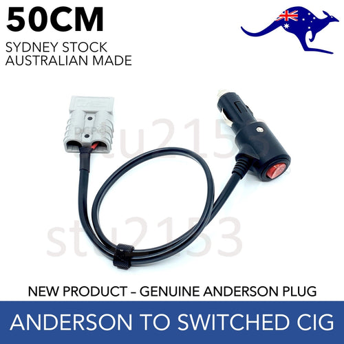 50 Amp Anderson Plug to Switched Cigarette Plug Adapter 50cm